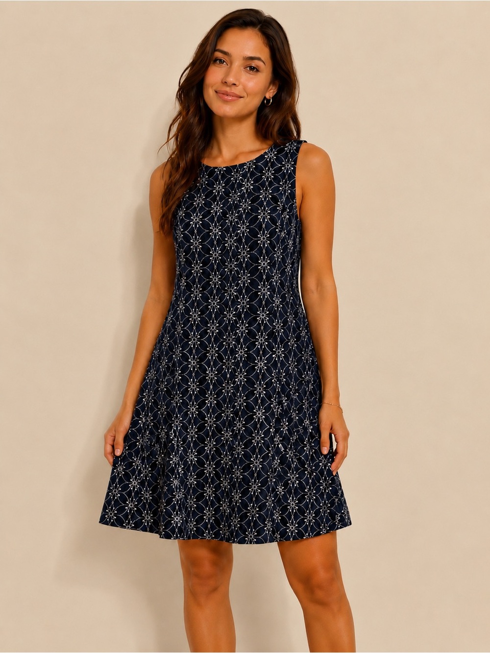 DKNY Sleeveless Geometric Mini Dress